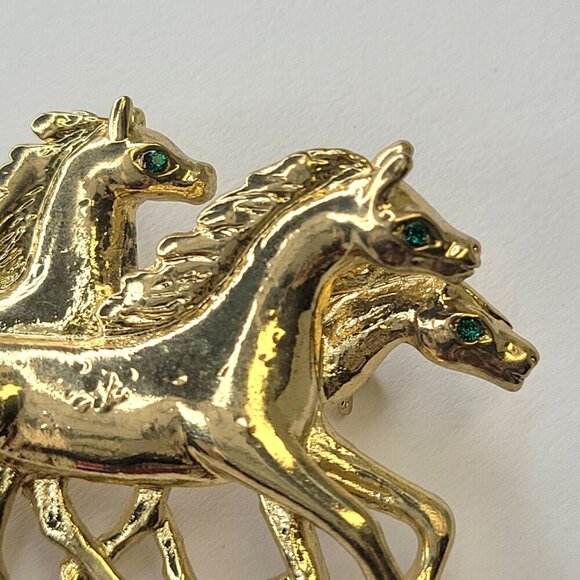 Gold Galloping Horse Brooch Gifts for Equesterian Horses Brooch Pin - Picture 2 of 7